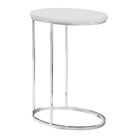 Accent Table - Oval / Glossy White With Chrome Metal